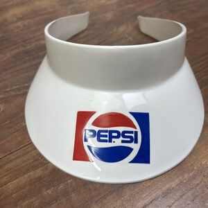 Vtg Hard Plastic Pepsi Visor Hat Headliner White Promo Advertising Rare One Size